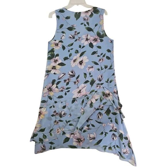 Soft Surroundings~Size M~Blue Floral Sleeveless Lined Summer Dress Asymmetrical. - Picture 15 of 16